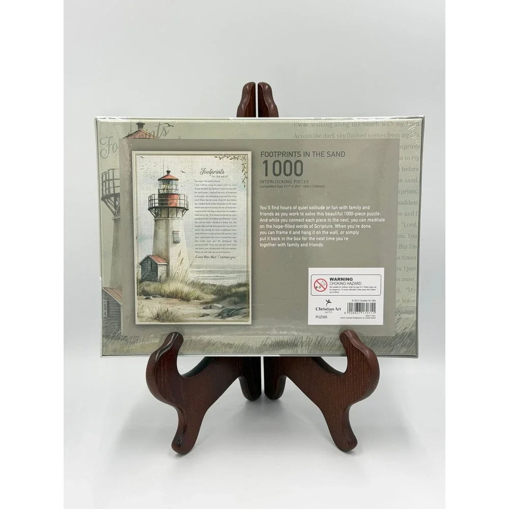 Christian Art Gifts Footprints in the Sand Lighthouse Puzzle 1000 Piece Multi